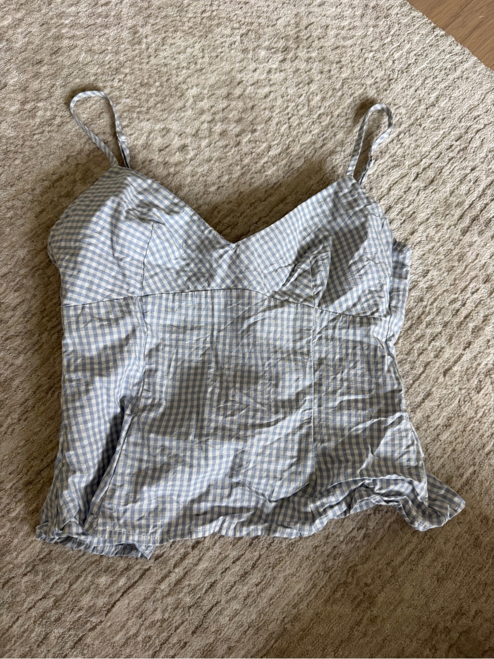 H&M Light Blue Gingham Cami with Adjustable Straps
